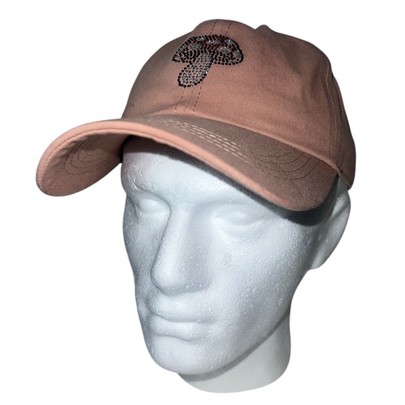 Pink Cap with Rhinestone Mushroom Design - Picture 8 of 8